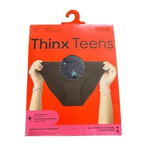 Thinx Teens Period Underwear Bikini Lucky Stars Black Teal Size 11/12 M/M New